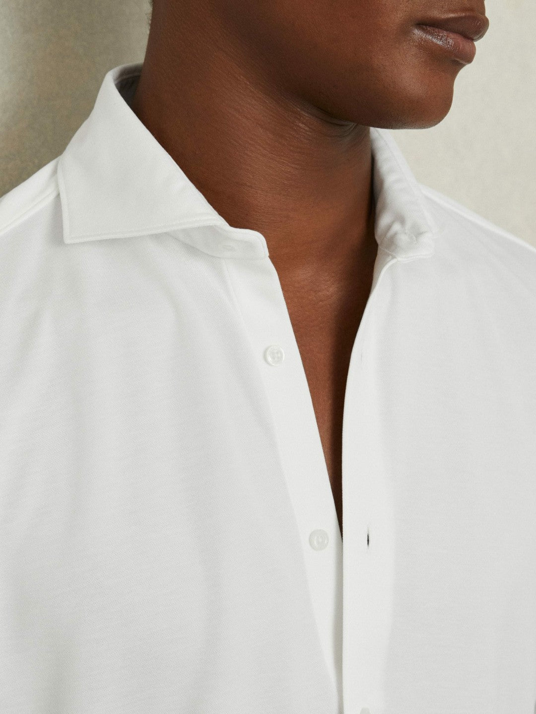 Reiss Modal Blend Cutaway Collar Shirt in White