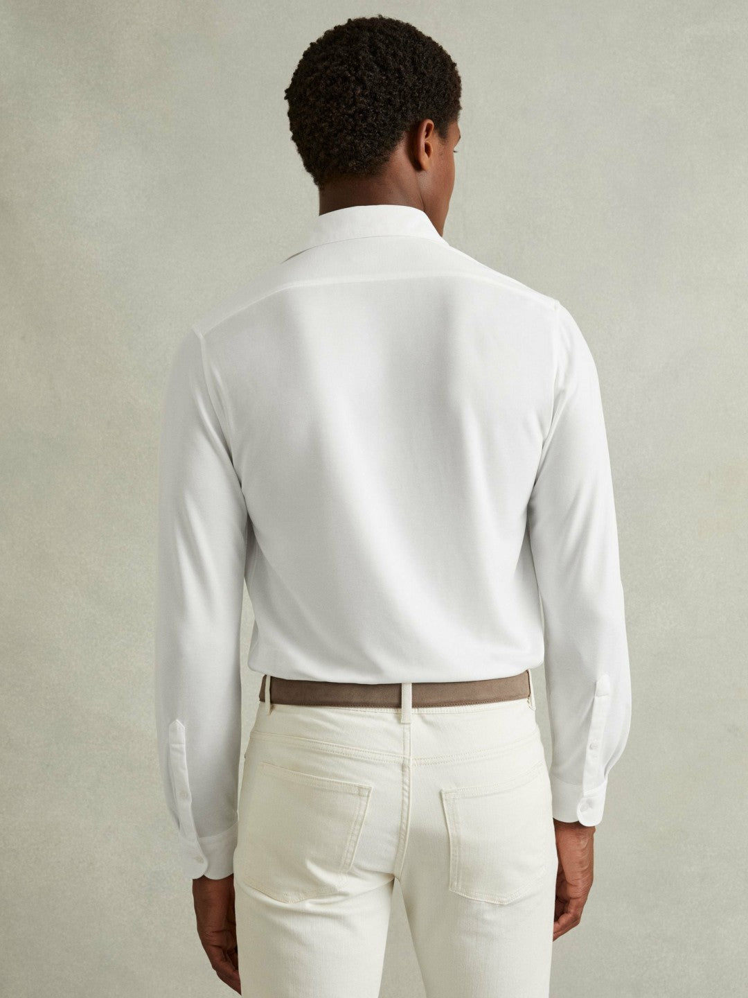 Reiss Modal Blend Cutaway Collar Shirt in White