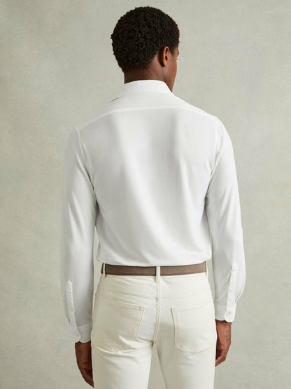 Reiss Modal Blend Cutaway Collar Shirt in White