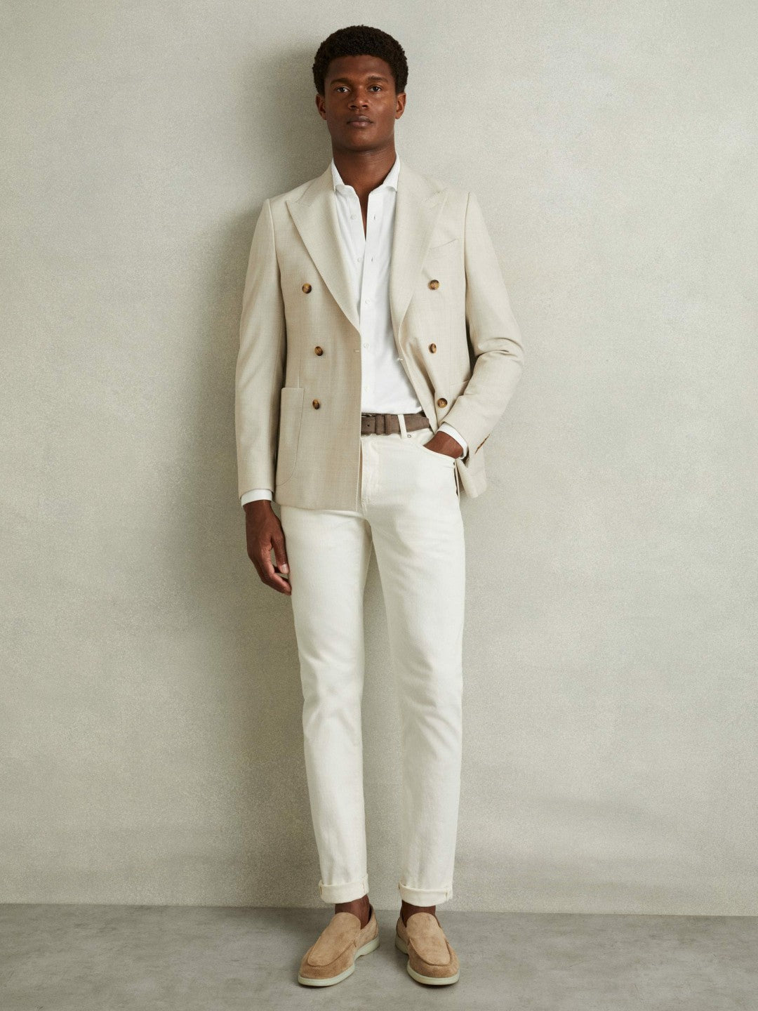 Reiss Modal Blend Cutaway Collar Shirt in White