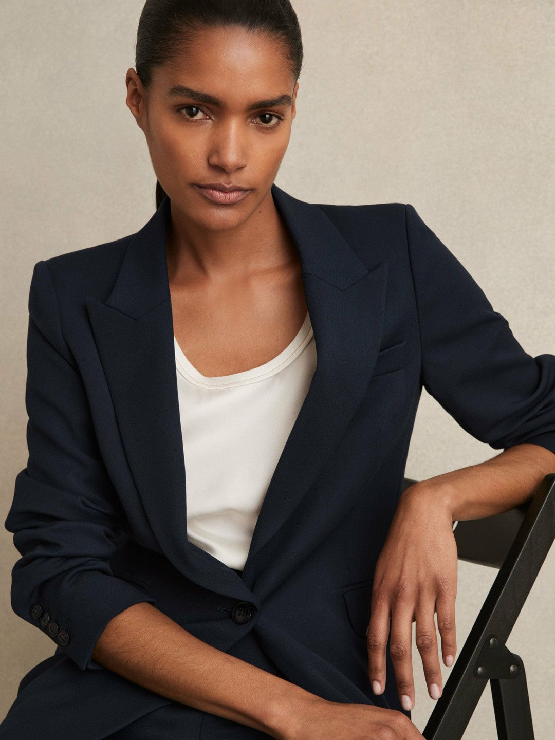 Reiss Petite Tailored Single Breasted Suit Blazer in Navy