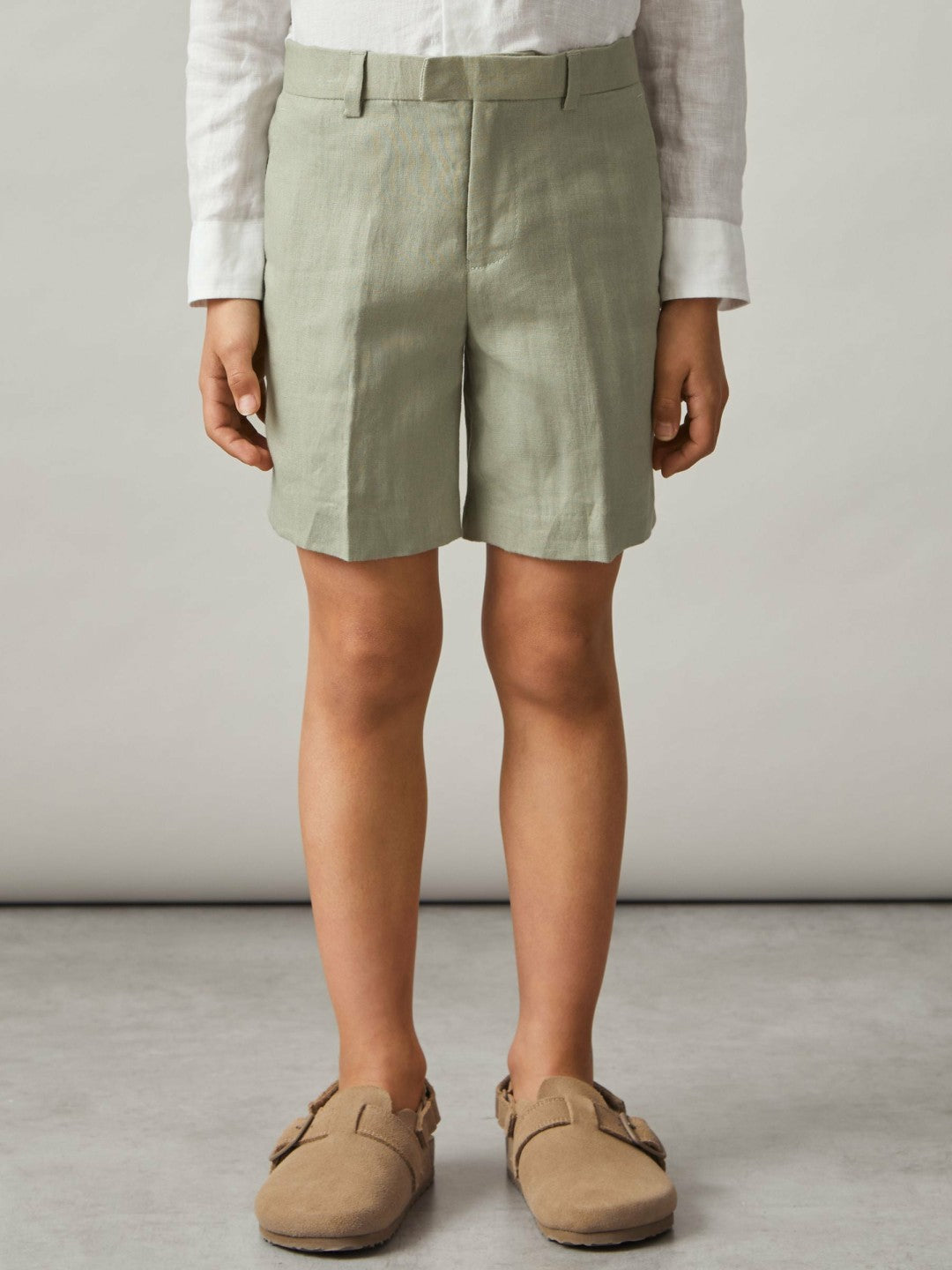 Reiss 13-14 yrs Slim Fit Linen Adjustable Trousers in Apple