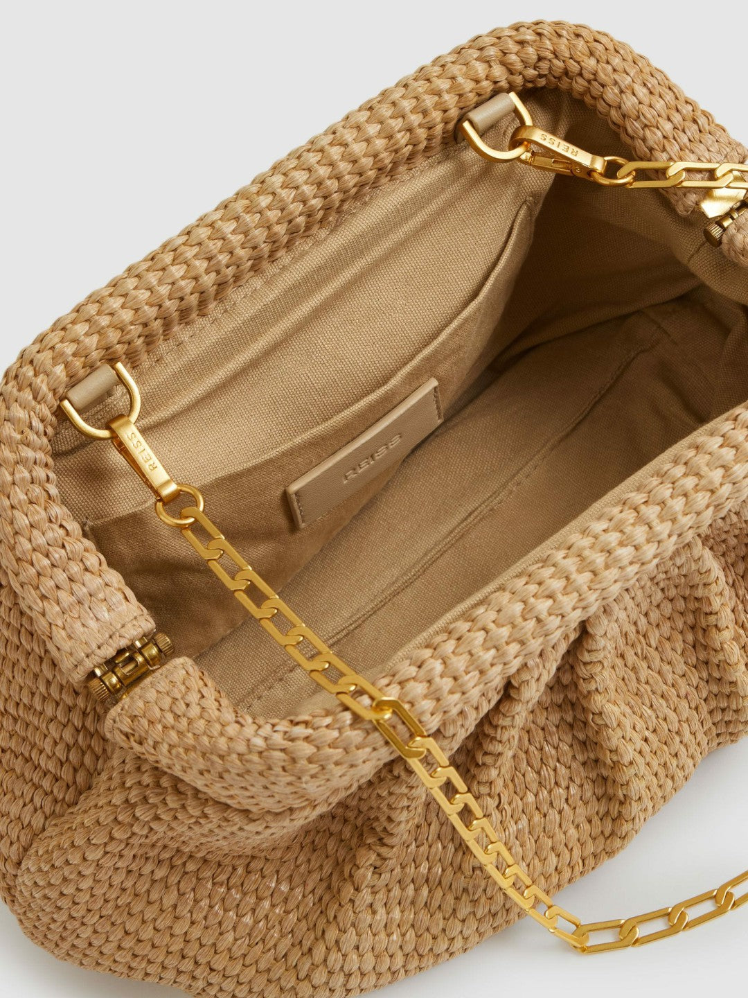 Reiss Raffia Clutch Bag in Natural