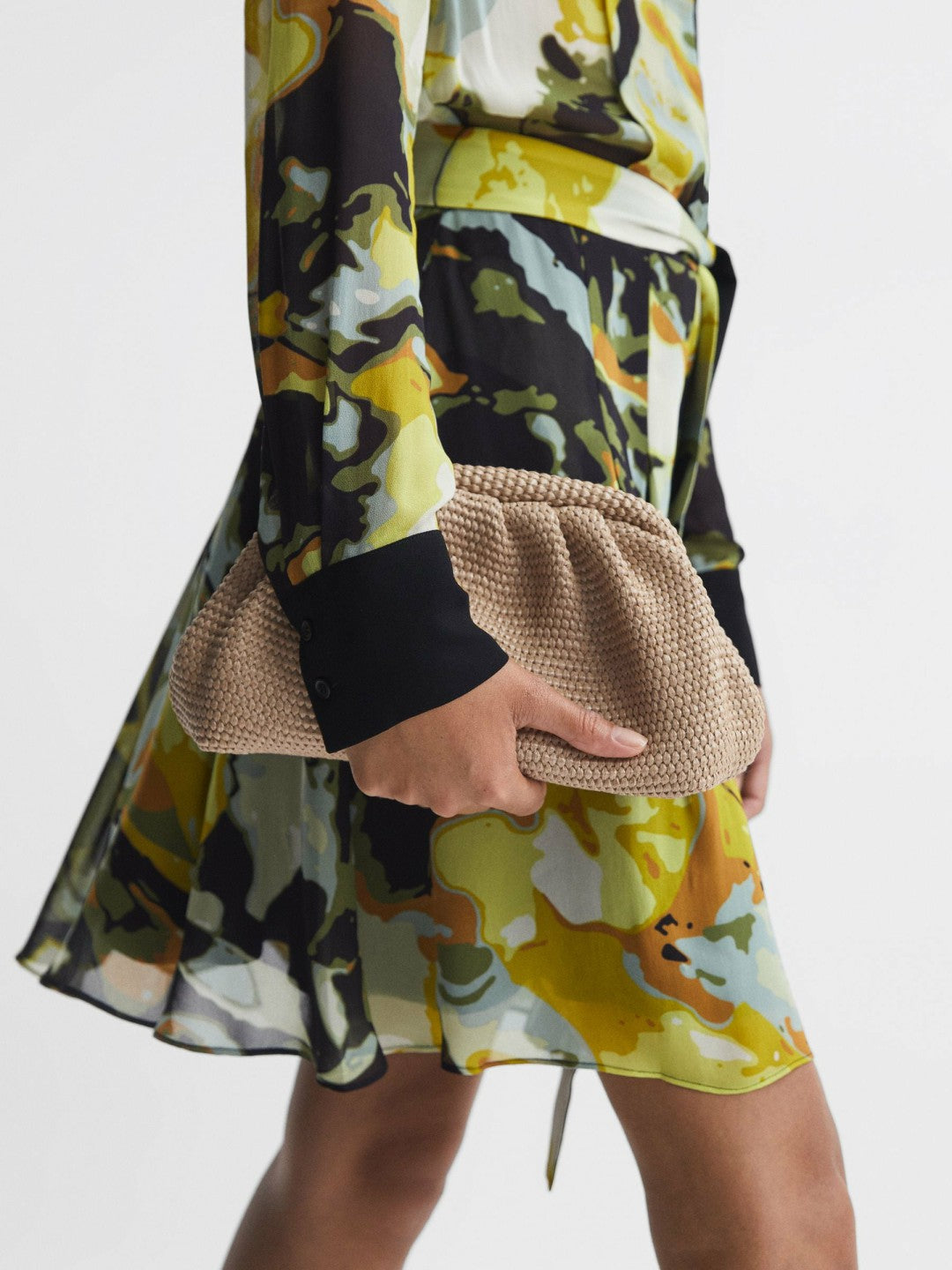 Reiss Raffia Clutch Bag in Natural