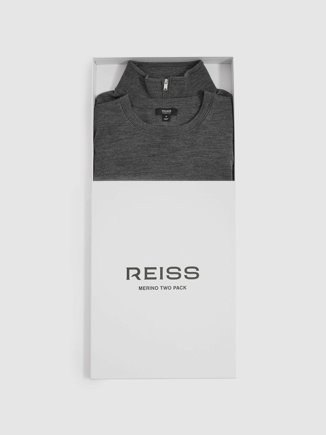 Reiss Pack of Two Merino Wool Jumpers in Derby Grey Marl