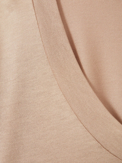 Reiss Jersey V-Neck Top in Camel
