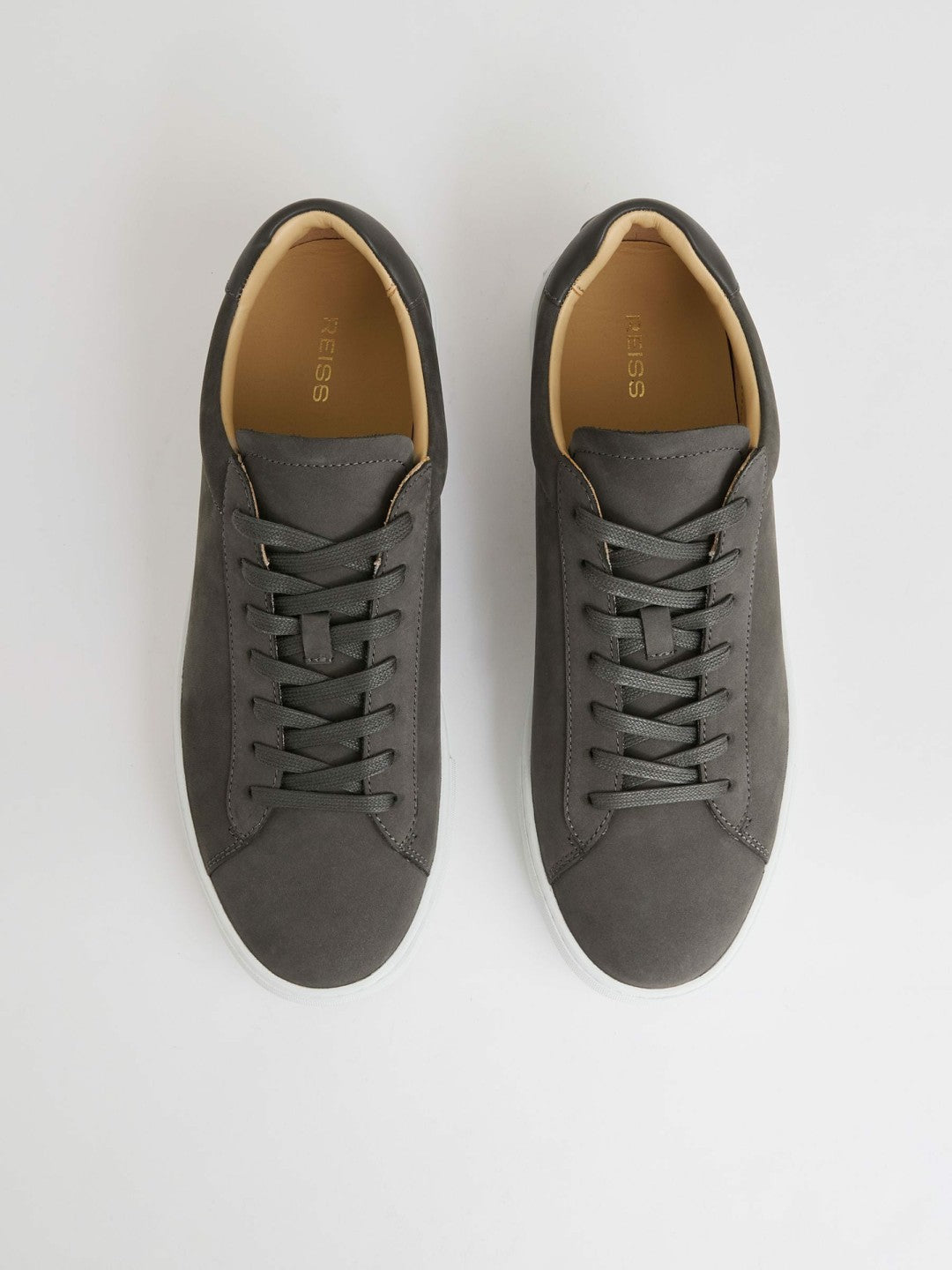 Reiss Nubuck Leather Low-Top Trainers in Grey