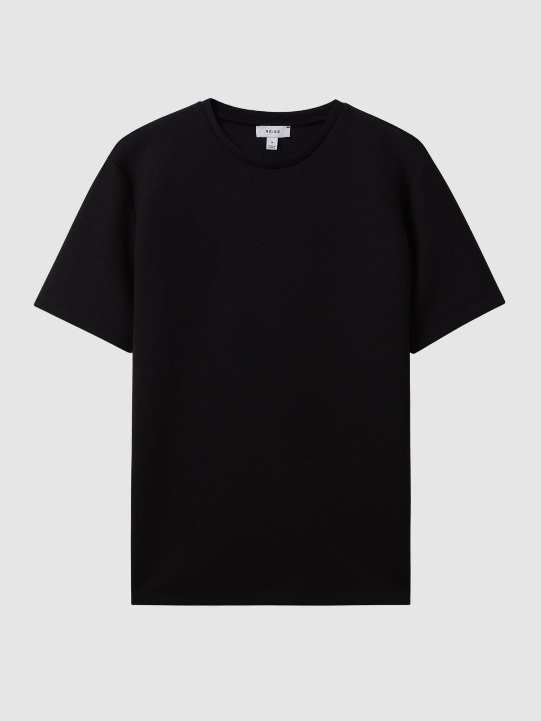 Reiss Interlock Jersey Crew Neck T-Shirt in Black