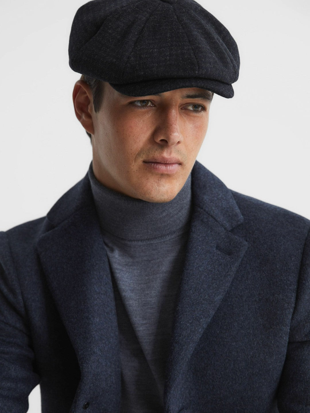 Reiss Wool Blend Baker Boy Cap in Navy