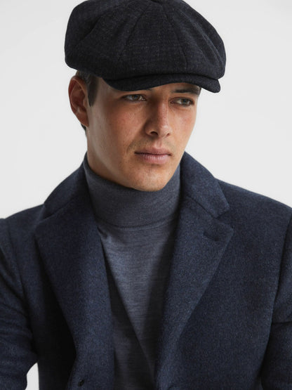 Reiss Wool Blend Baker Boy Cap in Navy