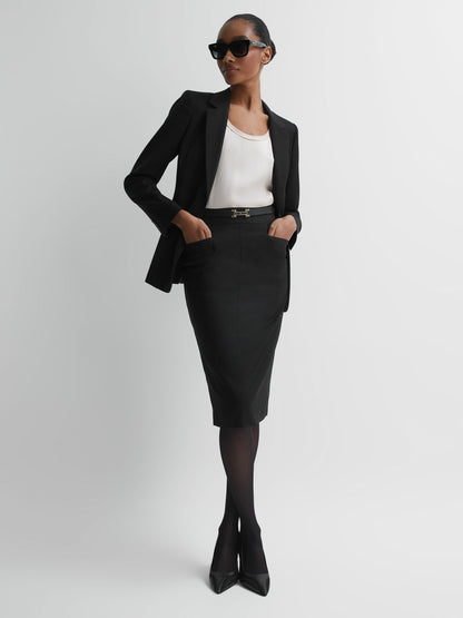 Reiss Tailored Pencil Skirt in Black