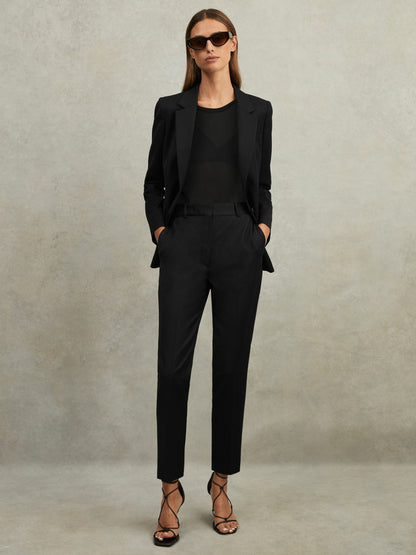 Reiss Wool Blend Tapered Suit Trousers in Black