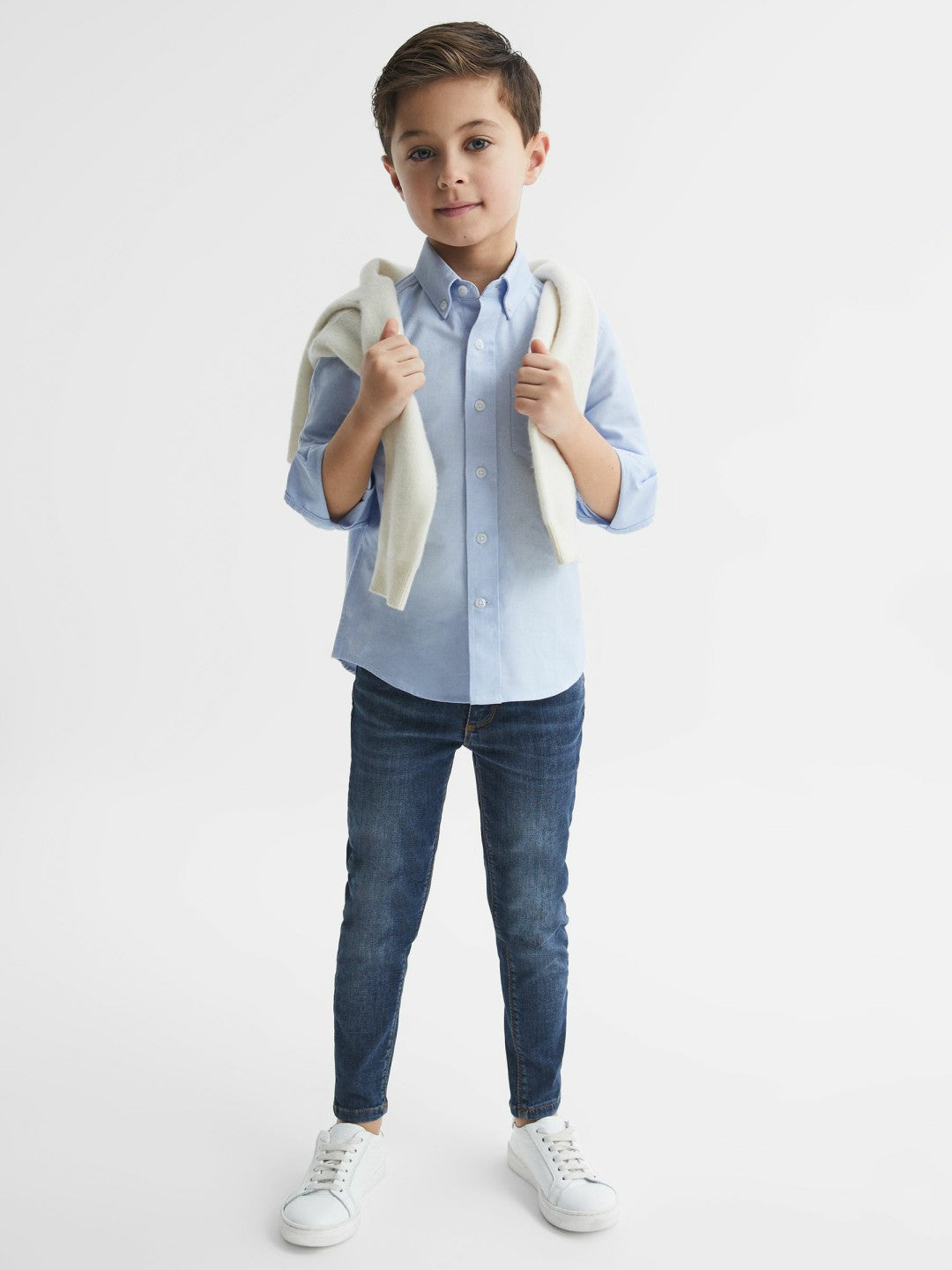 Reiss 4-9 yrs Button Down Oxford Shirt in Soft Blue