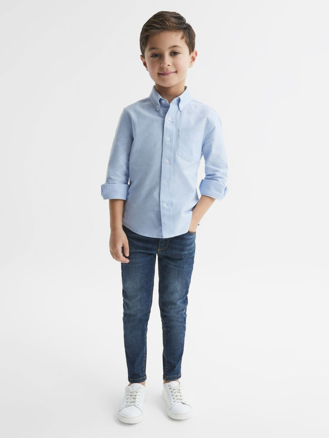 Reiss 4-9 yrs Button Down Oxford Shirt in Soft Blue