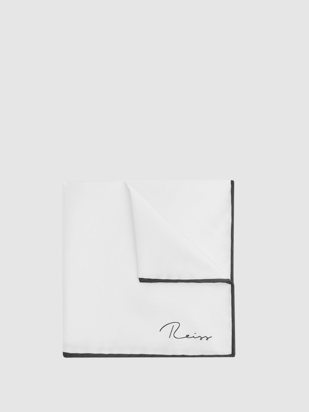 Reiss Plain Silk Pocket Square in White