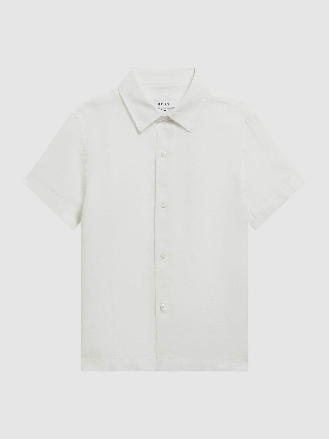 Reiss 3-9 yrs Short Sleeve Linen Shirt in White