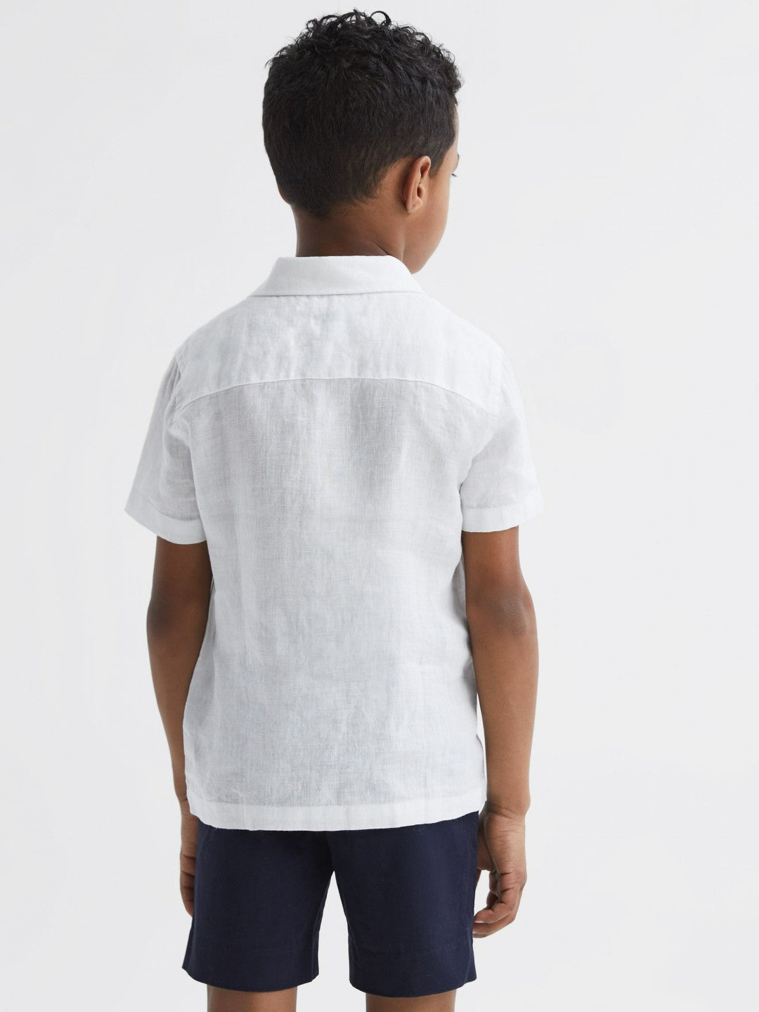 Reiss 3-9 yrs Short Sleeve Linen Shirt in White