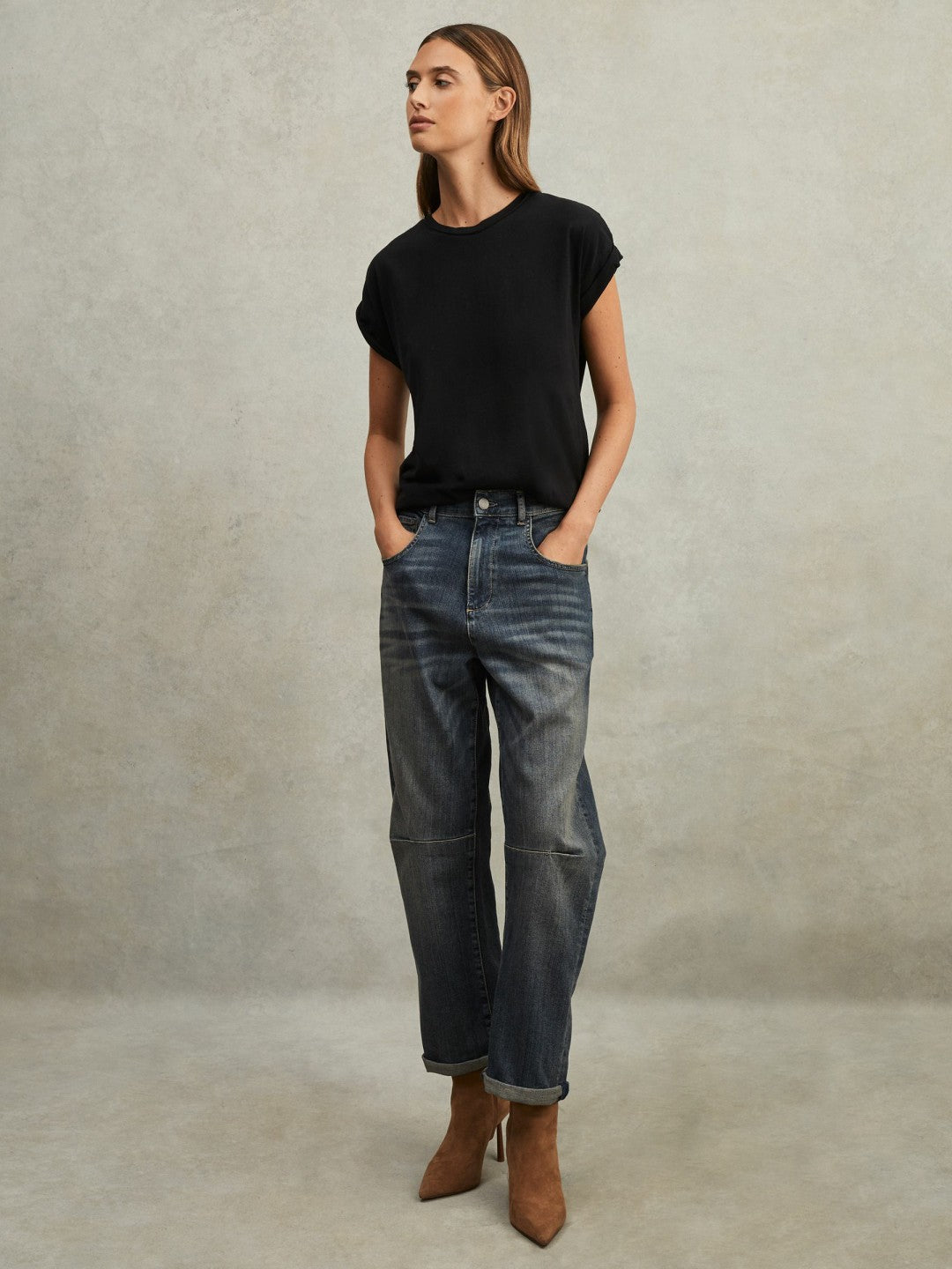 Reiss Cotton-Jersey Crew Neck T-Shirt in Black