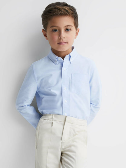 Reiss 3-9 yrs Button Down Oxford Shirt in Soft Blue