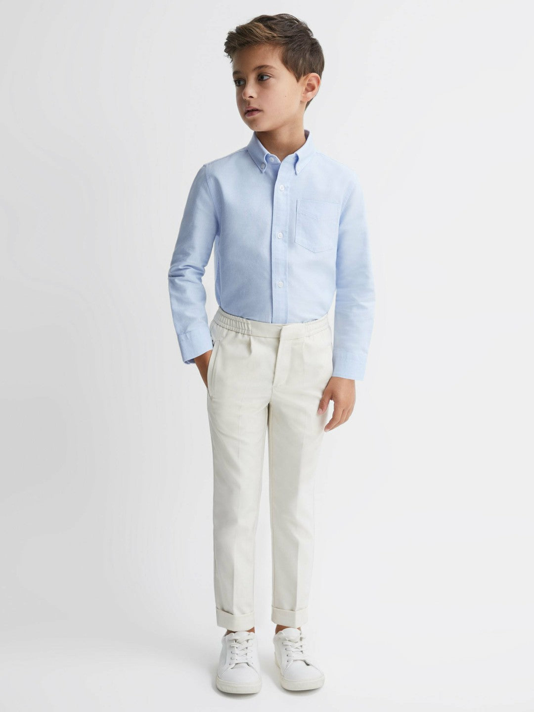 Reiss 3-9 yrs Button Down Oxford Shirt in Soft Blue