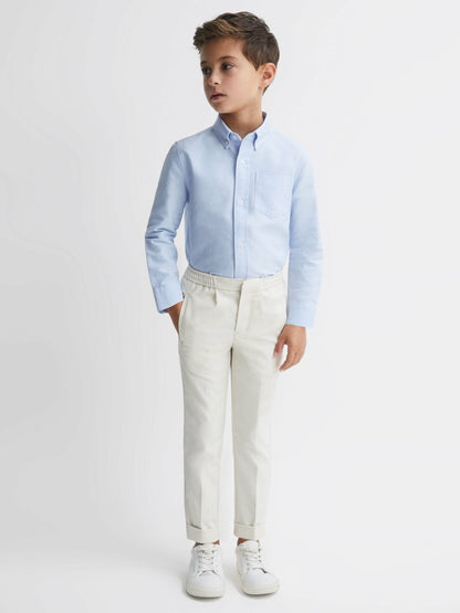 Reiss 3-9 yrs Button Down Oxford Shirt in Soft Blue