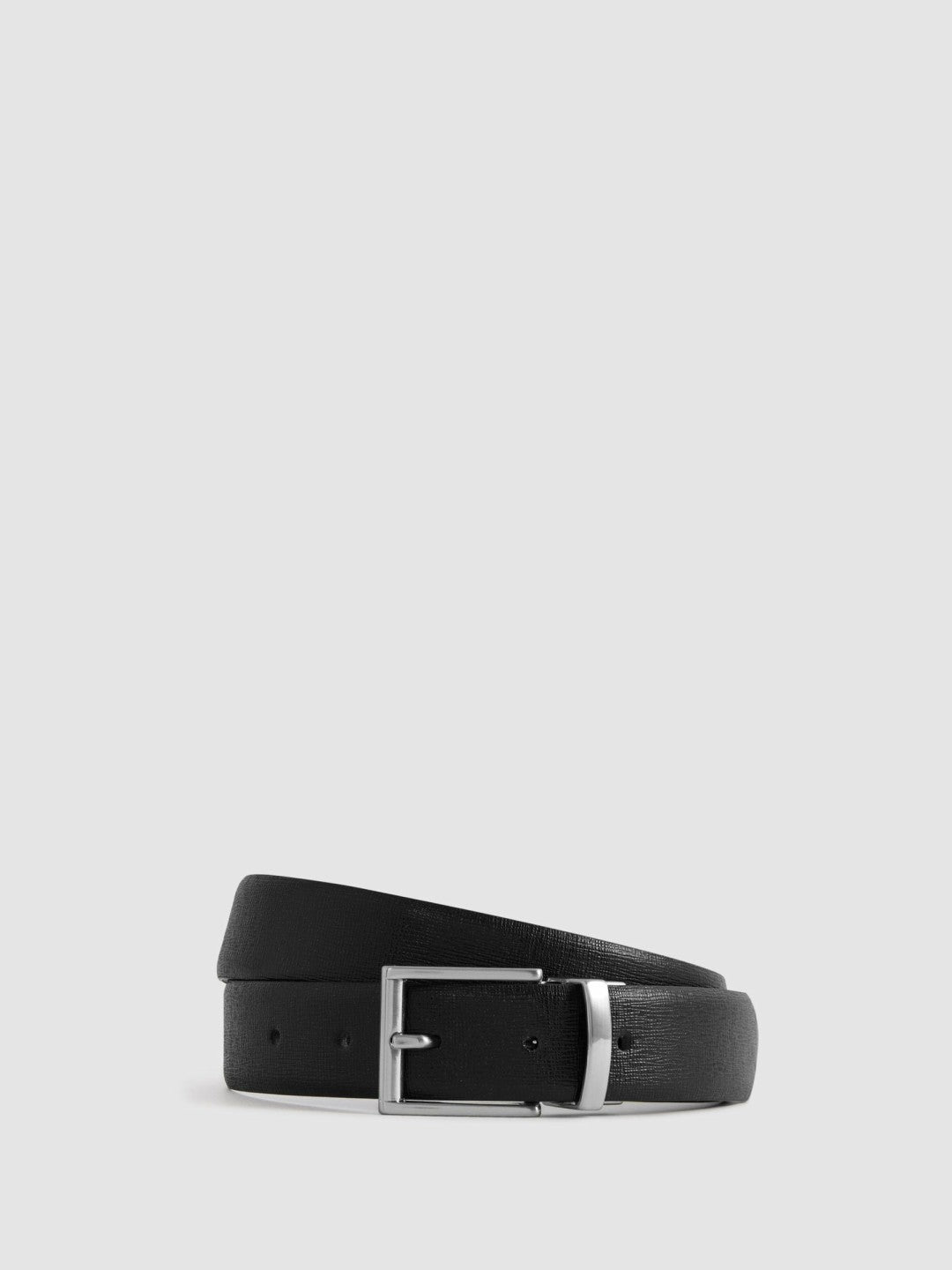 Reiss Reversible Leather Belt in Black