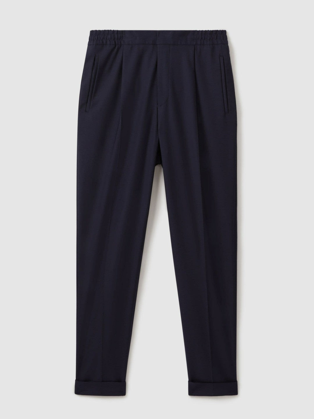 Reiss Relaxed-Fit Pleated Tapered Trousers in Navy