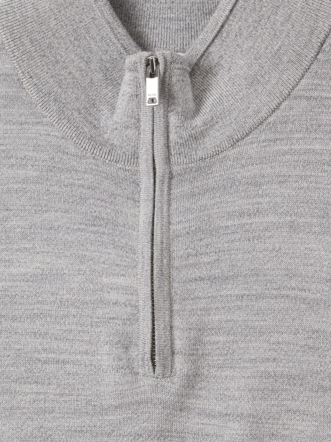 Reiss Merino Wool Half-Zip Jumper in Soft Grey Mouline