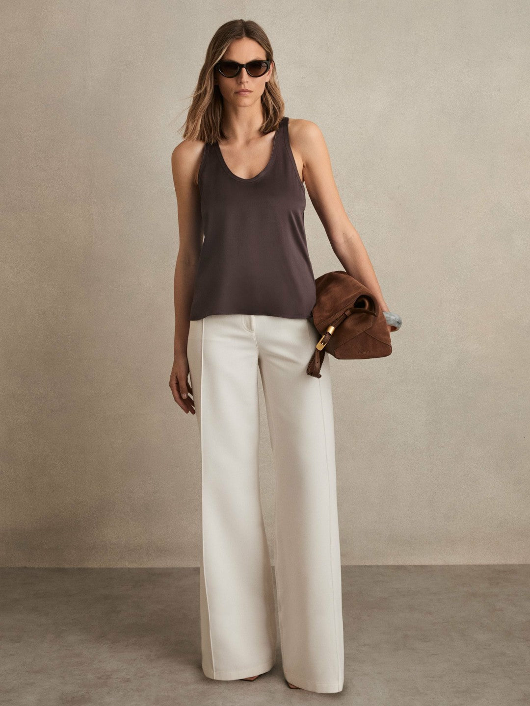 Reiss Silk Scoop-Neck Vest in Mauve