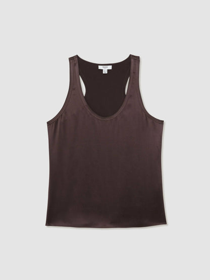 Reiss Silk Scoop-Neck Vest in Mauve