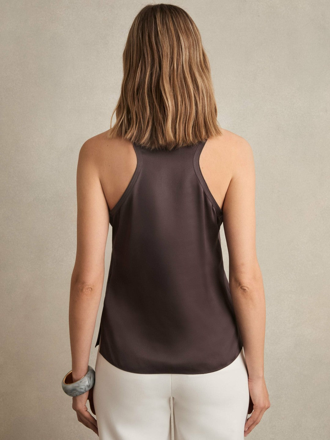 Reiss Silk Scoop-Neck Vest in Mauve