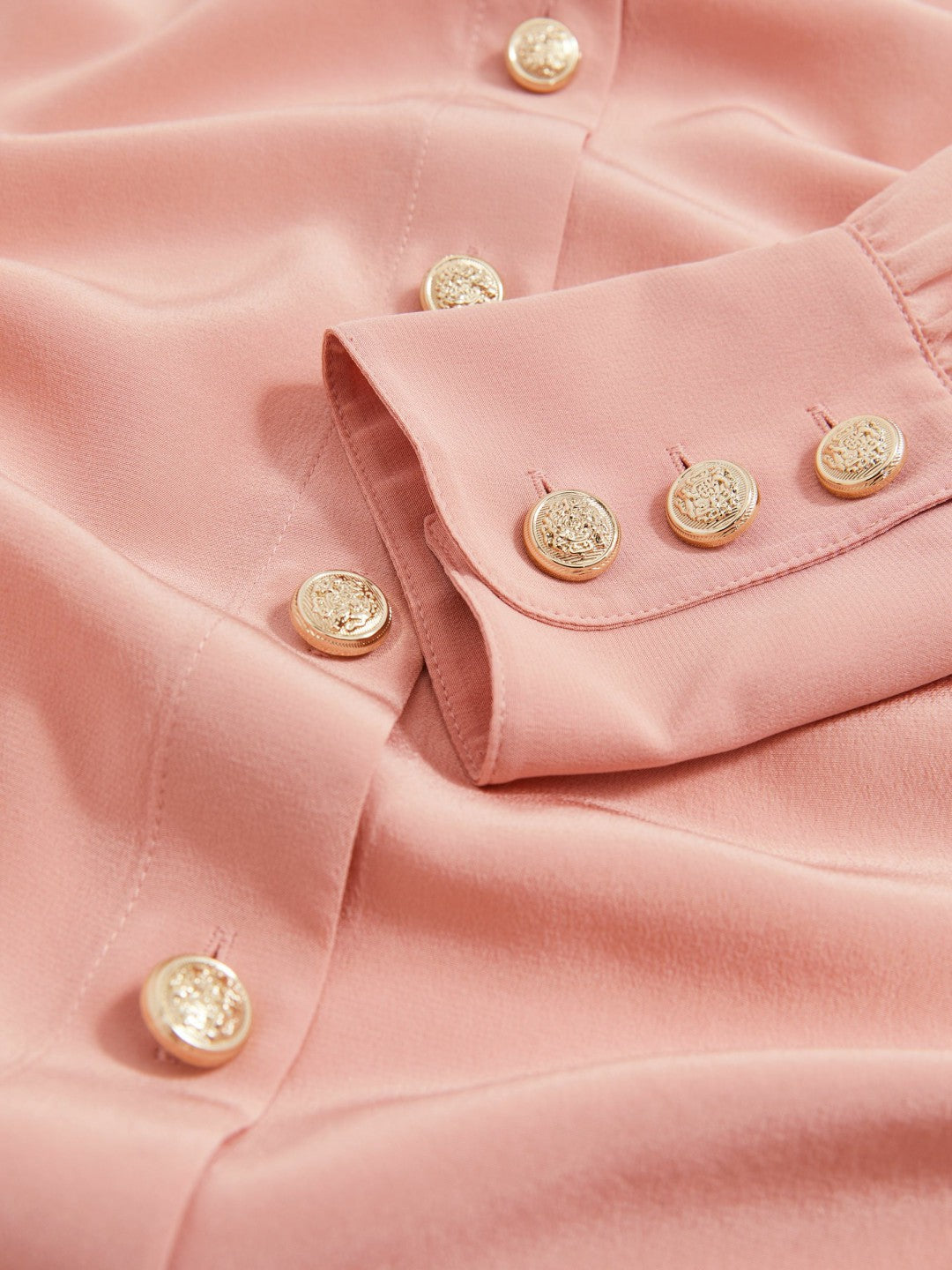 Reiss Silk Embossed-Button Shirt in Pink