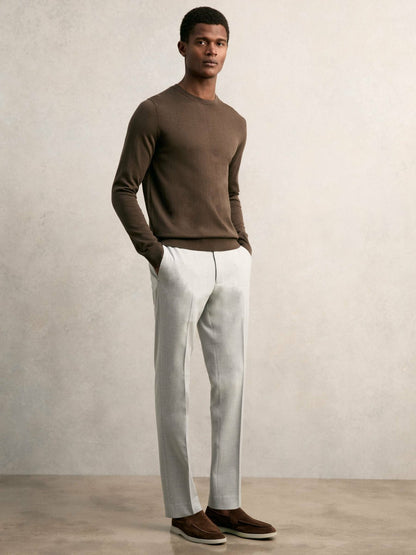 Reiss Slim-Fit Internal-Drawstring Trousers in Grey