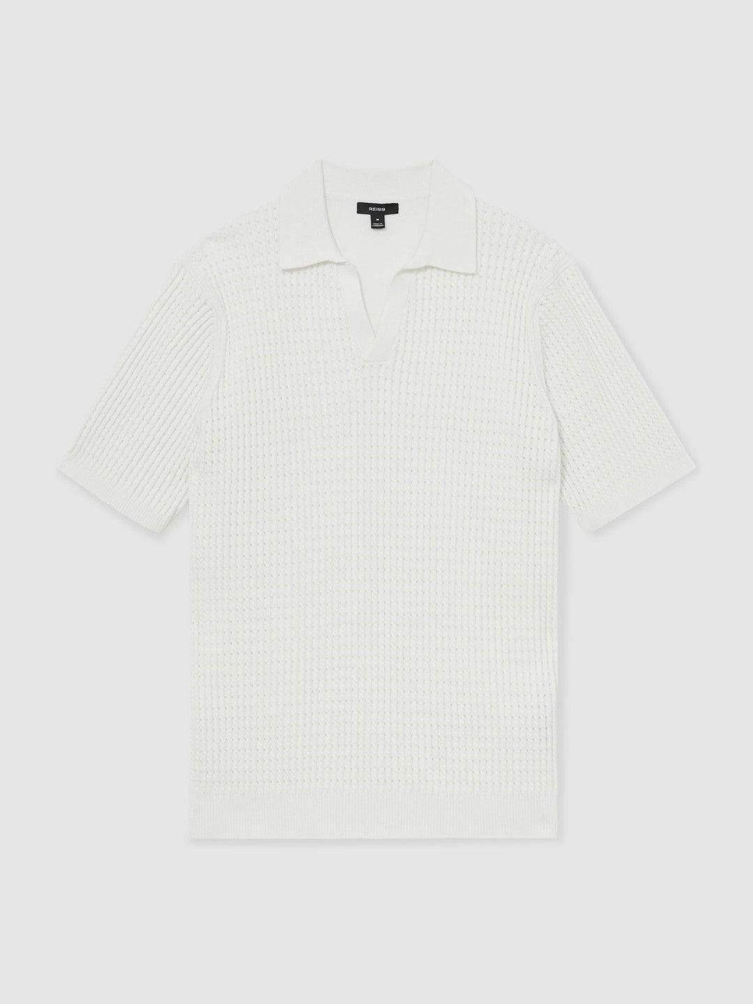 Reiss Micro-Cable Open-Collar Cotton-Blend Shirt in White