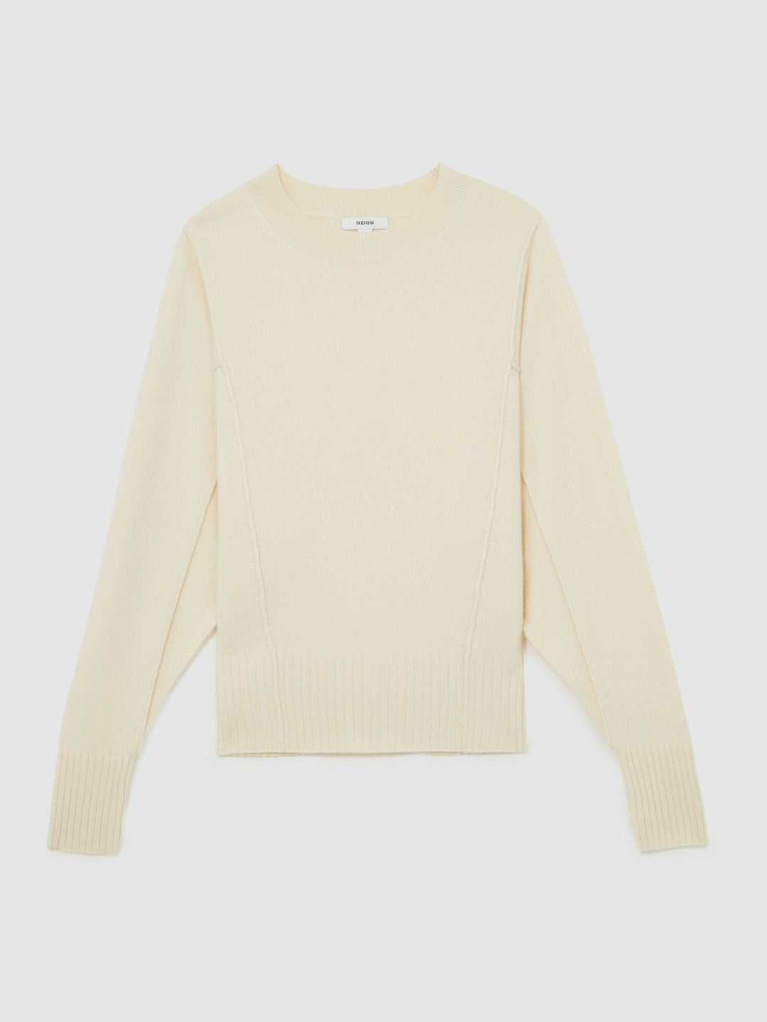 Reiss Wool-Blend Reverse-Seam Batwing Jumper With Cashmere in Cream