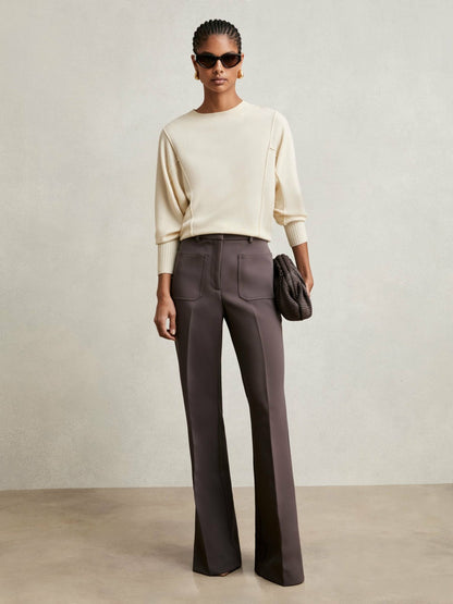 Reiss Wool-Blend Reverse-Seam Batwing Jumper With Cashmere in Cream