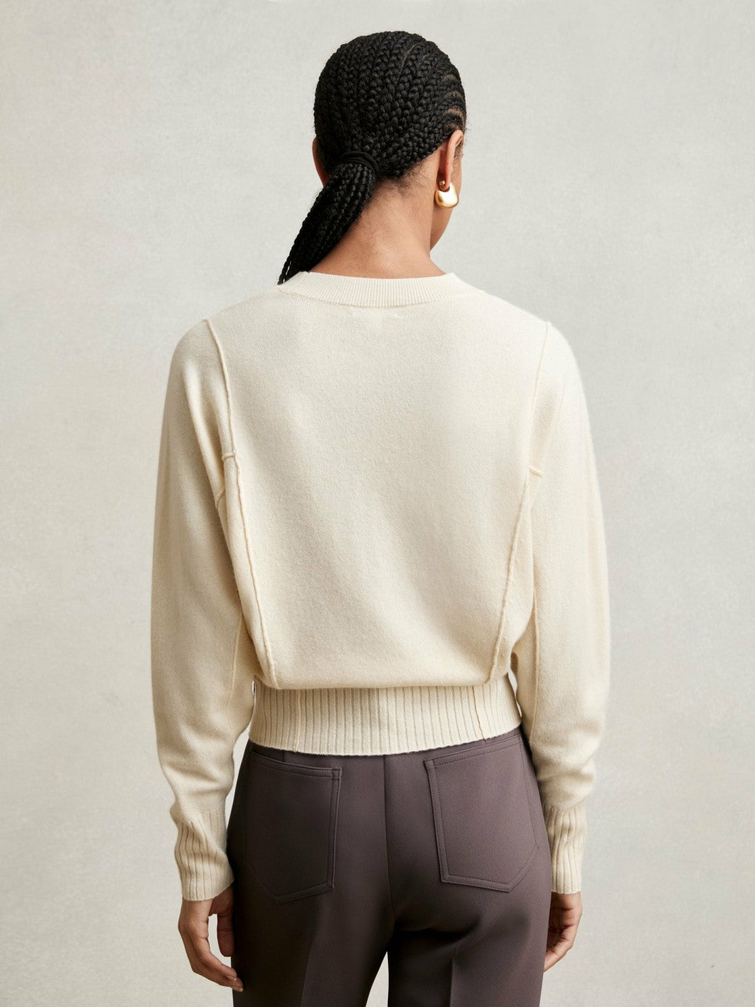 Reiss Wool-Blend Reverse-Seam Batwing Jumper With Cashmere in Cream