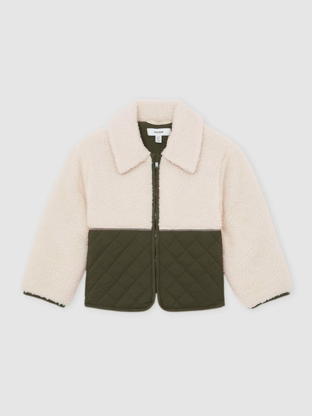 Reiss 9-13 yrs Quilted Borg Jacket in Ecru