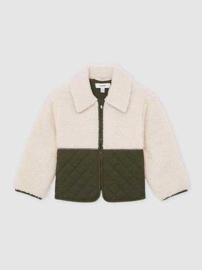Reiss 9-13 yrs Quilted Borg Jacket in Ecru