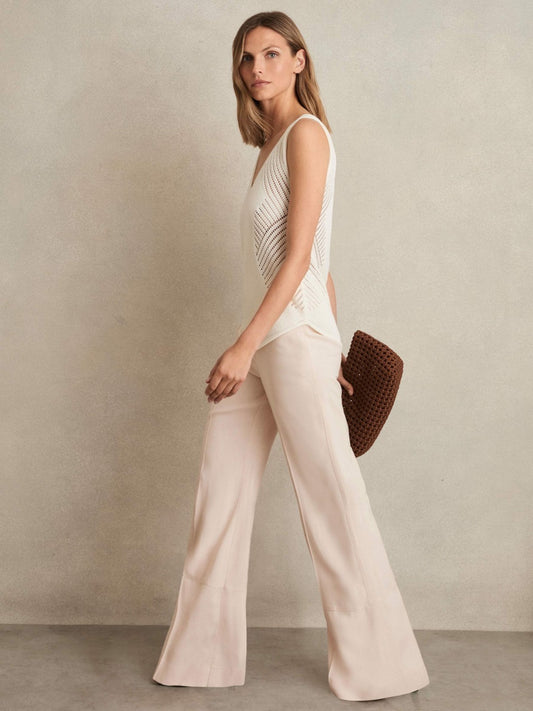 Reiss Wide-Leg Suit Trousers in Pink
