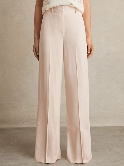 Reiss Petite Wide-Leg Suit Trousers in Pink