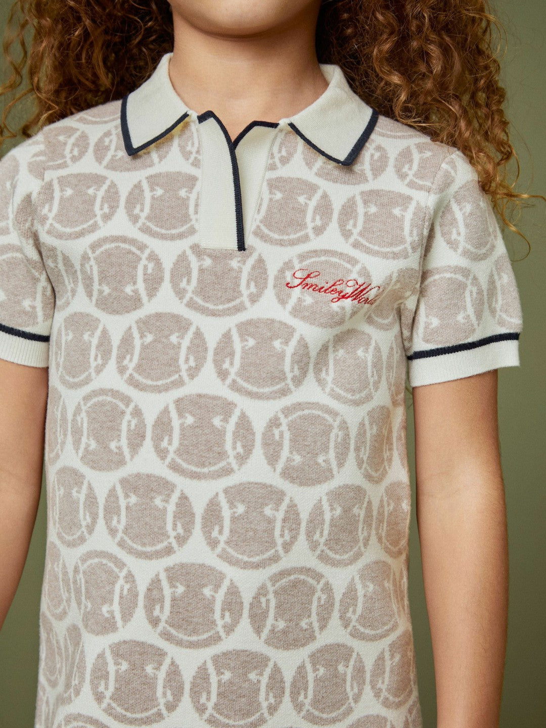 Reiss 13-14 yrs SmileyWorld Knitted Polo Dress in Off White