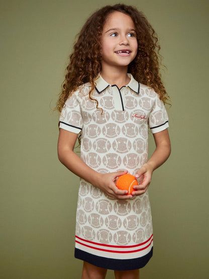 Reiss 4-9 yrs SmileyWorld Knitted Polo Dress in Off White
