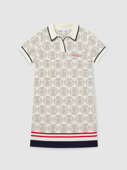 Reiss 4-9 yrs SmileyWorld Knitted Polo Dress in Off White