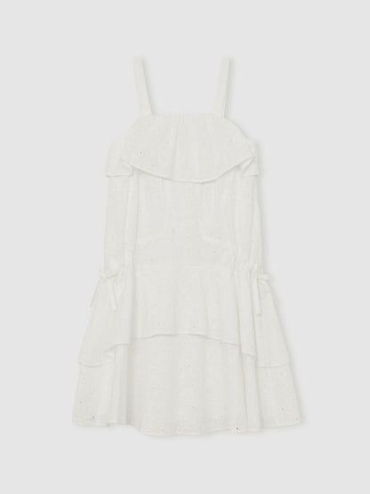 Reiss 13-14 yrs SmileyWorld Broderie Logo Dress in Ivory