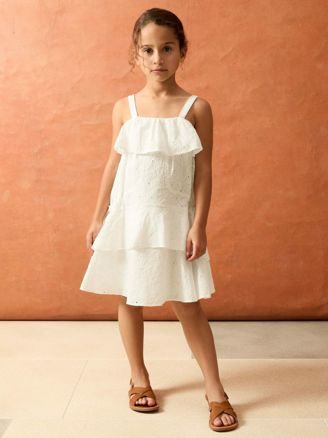 Reiss 13-14 yrs SmileyWorld Broderie Logo Dress in Ivory