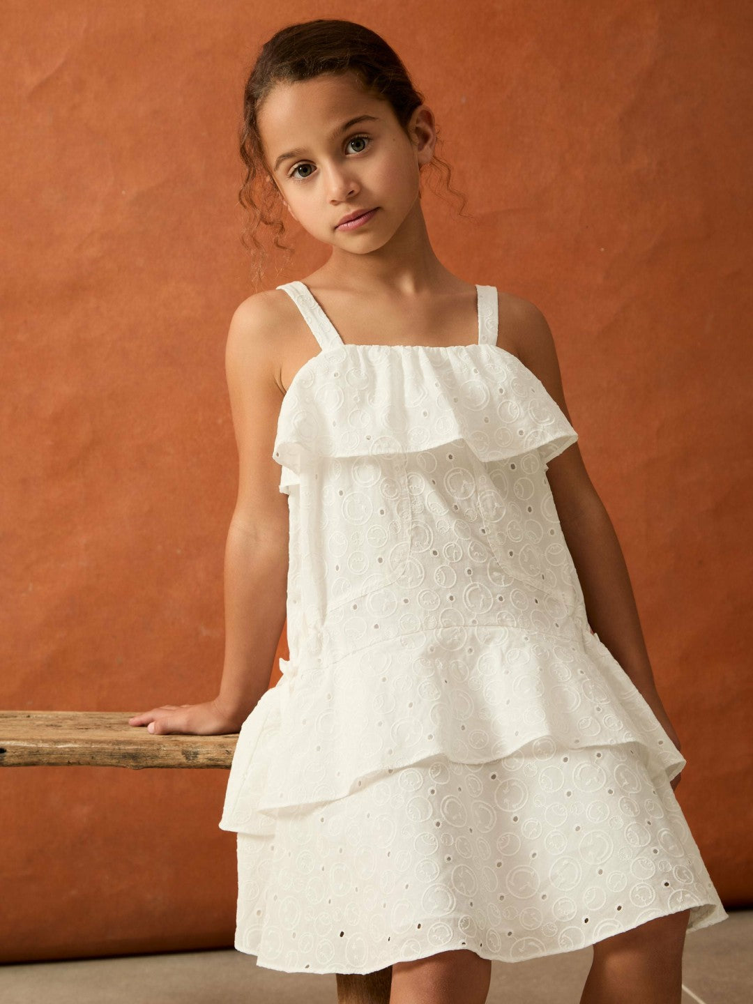Reiss 13-14 yrs SmileyWorld Broderie Logo Dress in Ivory