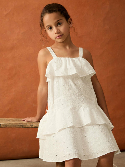 Reiss 13-14 yrs SmileyWorld Broderie Logo Dress in Ivory