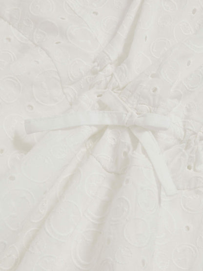 Reiss 13-14 yrs SmileyWorld Broderie Logo Dress in Ivory