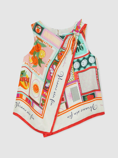 Reiss 9-13 yrs SmileyWorld Motif Print Top in Multi
